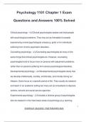 Psychology 1101 Chapter 1 Exam Questions and Answers 100% Solved