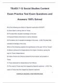 TExES 7-12 Social Studies Content Exam Practice Test Exam Questions and Answers 100% Solved