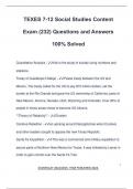 TEXES 7-12 Social Studies Content Exam (232) Questions and Answers 100% Solved