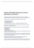 Series 215 Health Insurance License Questions & Answers