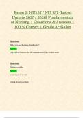 Exam 2: NU137 / NU 137 (Latest Update 2025 / 2026) Fundamentals of Nursing | Questions & Answers | 100 % Correct | Grade A - Galen