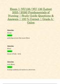 Exam 1: NU136 / NU 136 (Latest 2025 / 2026) Fundamentals of Nursing | Study Guide Questions & Answers | 100 % Correct | Grade A - Galen