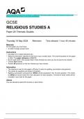 2024 AQA GCSE RELIGIOUS STUDIES A   8062/2A Thematic Studies Paper 2A. Question Paper with Merged Marking Sche