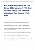 Cat 4 Hesi Exit / Hesi Rn Cat Exam 2024 Version 1 (V1) And Version 2 (V2) 100- Verified Questions And Answers 160 Q&A