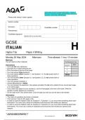 2024 AQA GCSE ITALIAN  8633/WH:  Paper 4 Writing. Question Paper with Merged Marking Scheme. June 2024 APPRO