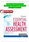 Essential Health Assessment 2nd Edition Thompson Test Bank Complete Fully Covered Chapters A+ Guide 9781719642323 Newest Version 