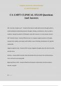 CA LMFT CLINICAL EXAM Questions And Answers