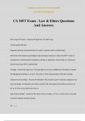 CA MFT Exam - Law & Ethics Questions And Answers