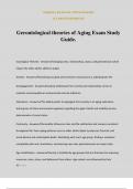 Gerontological theories of Aging Exam Study Guide