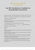 Law 201: Introduction to Canadian Law Exam Questions And Answers