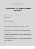 Learner's Permit Test WV Exam Questions And Answers