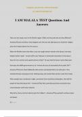 I AM MALALA TEST Questions And Answers