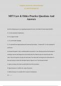 MFT Law & Ethics Practice Questions And Answers