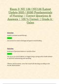 Exam 2: NU 136 / NU136 (Latest Update 2025 / 2026) Fundamentals of Nursing | Correct Questions & Answers | 100 % Correct | Grade A - Galen