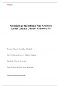 Kinesiology Questions And Answers Latest Update Correct Answers A+