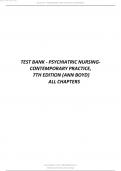 TEST BANK - PSYCHIATRIC NURSINGCONTEMPORARY PRACTICE, Publisher	‎LWW; Seventh, North American edition (October 28, 2021) Language	‎English Paperback	‎872 pages ISBN-10	‎1975161181 ISBN-13	‎978-1975161187 ||Verified by experts ||Questions and answers