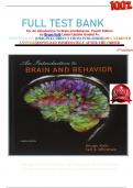             FULL TEST BANK For An Introduction To Brain and Behavior. Fourth Edition by Bryan Kolb Latest Update Graded A+     