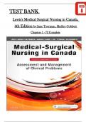 TEST BANK  Lewis's Medical Surgical Nursing in Canada,  4th Edition by Jane Tyerman, Shelley Cobbett  Chapters 1 - 72 Complete