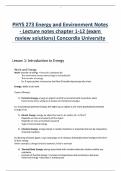 PHYS 273 Energy and Environment Notes - Lecture notes chapter 1-12 (exam review solutions) Concordia University