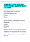 BSW-LSW LICENSURE EXAM STUDY REVIEW QUESTIONS AND ANSWERS 