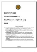 (WGU D284) ITSW 2226 Software Engineering Final Assessment ( Qns & Ans) 2025.