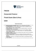 (SNHU) FIN330 Corporate Finance Finals Exam ( Qns & Ans) 2025.