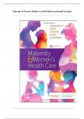 TEST BANK FOR MATERNITY AND WOMENS HEALTH CARE 12TH EDITION LOWDERMILK ALL CHAPTERS COMPLETE GUIDE RATED A+. 