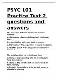 PSYC 101 Practice Test 2 questions and answers