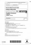 2024 Pearson Edexcel A Level English Literature Paper 1 (9ETO/01: Drama)