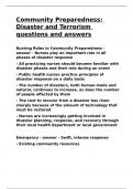 Community Preparedness Disaster and Terrorism questions and answers