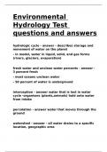 Environmental Hydrology Test questions and answers