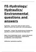 FE-Hydrology Hydraulics Environmental questions and answers