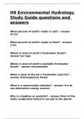 H9 Environmental Hydrology Study Guide questions and answers.