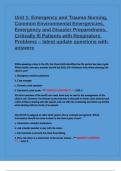 Unit 1: Emergency and Trauma Nursing, Common Environmental Emergencies, Emergency and Disaster Preparedness, Critically Ill Patients with Respiratory Problems – latest update questions with answers