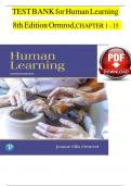 Test Bank for Human Learning, 8th Edition by Jeanne Ormrod, Jeanne Ellis Ormrod|9780134893662| All Chapters 1-15