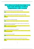 HOSA Behavioral Health Knowledge Exam  Study Guide 2025/2026 | Verified &  Comprehensive | 100% Accurate