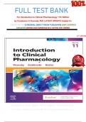                                          FULL TEST BANK For Introduction to Clinical Pharmacology 11th Edition by Constance G Visovsky PhD LATEST UPDATE Graded A+     