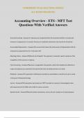 Accounting Overview - ETS - MFT Test Questions With Verified Answers