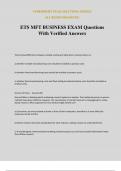 ETS MFT BUSINESS EXAM Questions With Verified Answers