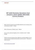 MT AAB Chemistry Questions And Answers Latest Update 2024-2025 Correct Answers