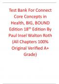 Test Bank for Connect Core Concepts in Health, BIG, BOUND Edition 18th Edition By Paul Insel Walton Roth (All Chapters, 100% Original Verified, A+ Grade)