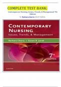 COMPLETE TEST BANK: Contemporary Nursing: Issues, Trends, & Management 7th Edition by Barbara Cherry latest Update.