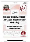 RSK4803 EXAM PACK 2025  {DETAILED QUESTIONS AND ANSWERS }