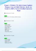 Exam 1: NU664A/ NU 664A (Latest 2024/ 2025  Update) Primary Care of Child I Review | Qs & As| Grade A| 100% Correct (Verified Answers)- Regis