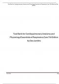 Test Bank For Cardiopulmonary Anatomy and Physiology Essentials of Respiratory Care 7th Edition – with complete solution  A+ Grade  ISBN: 9781284227437 