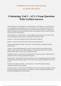 Criminology Unit 2 - AC1.1 Exam Questions With Verified Answers