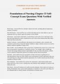 Foundations of Nursing Chapter 33 Self- Concept Exam Questions With Verified Answers