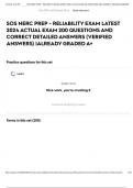 SOS NERC PREP - RELIABILITY EXAM LATEST 2024 ACTUAL EXAM 200 QUESTIONS AND CORRECT DETAILED ANSWERS (VERIFIED ANSWERS) |ALREADY GRADED A+