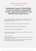 Foundational Concepts of Mental Health Nursing | Foundations of Mental Health Nursing | Engage Mental Health RN. Exam Questions With Verified Answers