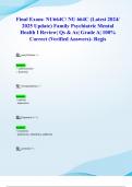 Final Exam: NU664C/ NU 664C (Latest 2024/ 2025 Update) Family Psychiatric Mental Health I Review| Qs & As| Grade A| 100% Correct (Verified Answers)- Regis